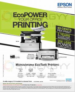 LKR. 0.43 per print by Epson Printer  now available for Rs. 33,100- upwards