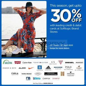 Discount Up to 30% off at Softlogic Brand stores from 23rd March to 12th April 2023