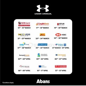Discount up to 30% for Under Armour by Abans from 15th march to 16th April 2023