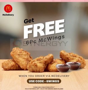 Get Free 6 Pc McWings by McDelivery