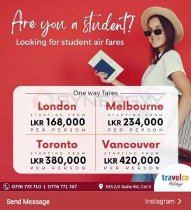 Travel Co Holidays special Air Fares for Students