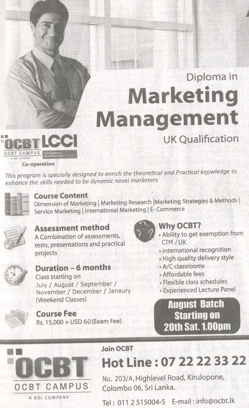 Diploma In Marketing Management By OCBT Campus SynergyY