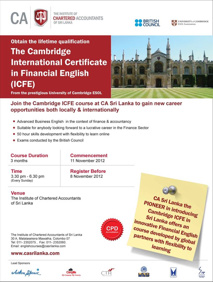 Cambridge International Certificate In Financial English ICFE By 