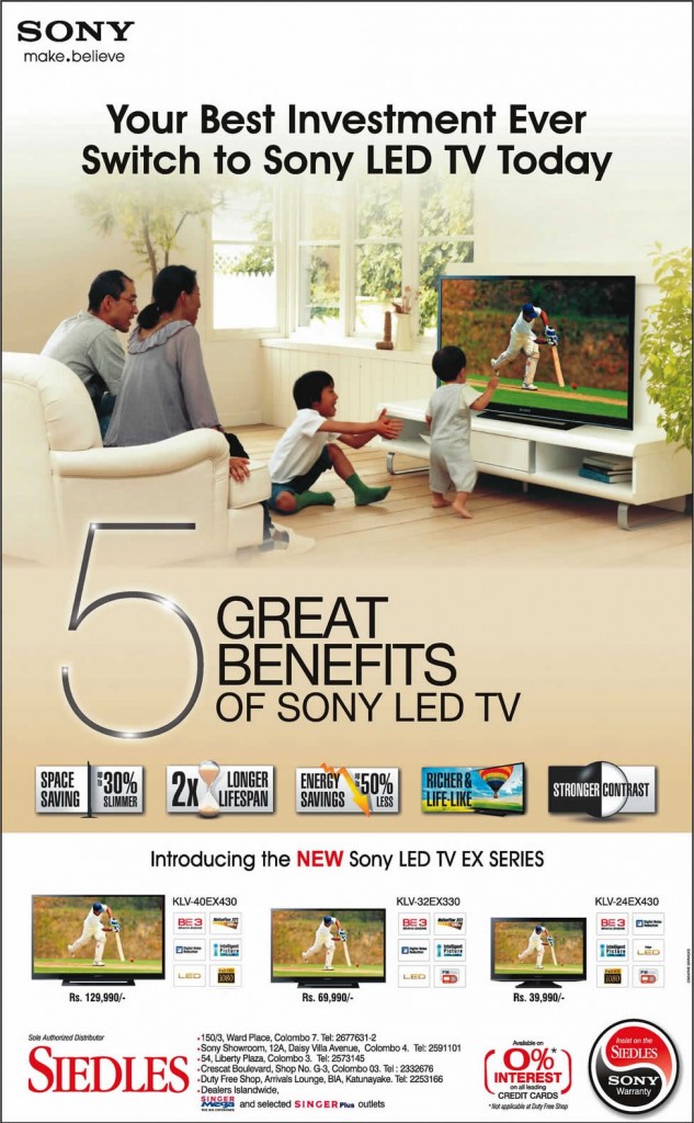 Sony LED TV’s Prices and Features in Srilanka SynergyY