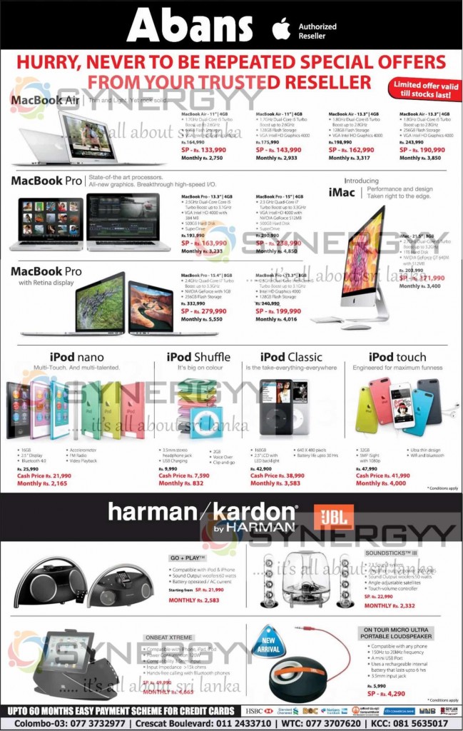 Apple MacBook Air, Apple MacBook Pro, Apple iMac, iPod Nano, iPod