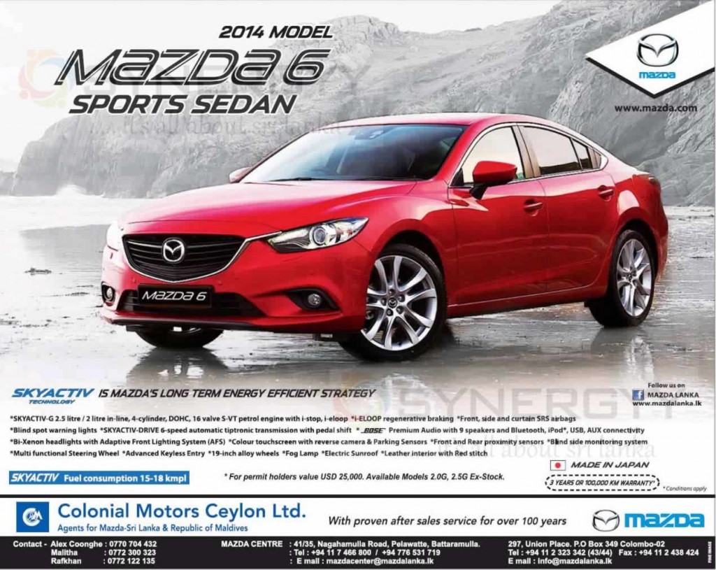 Mazda 6 2014 Model for USD 25,000.00 for permit Holders August 2013