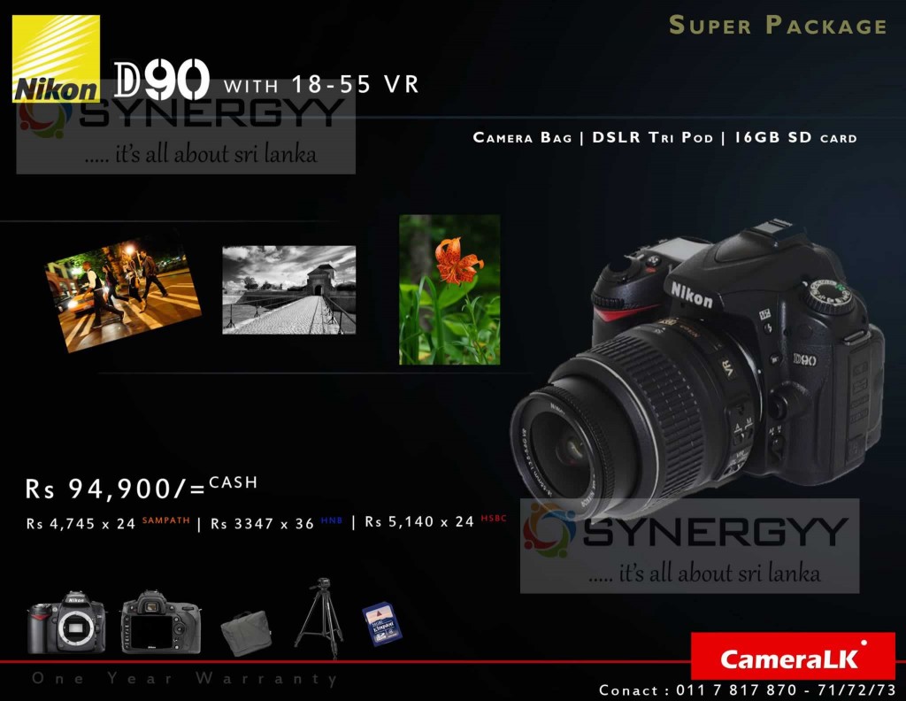 Nikon D90 with 1855 VR for Rs. 94,900.00 in Sri Lanka August 2013