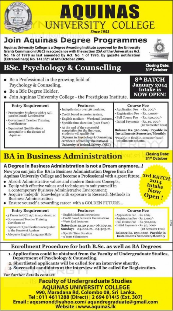 BSc Psychology & Counselling and BA in Business Administration Degree