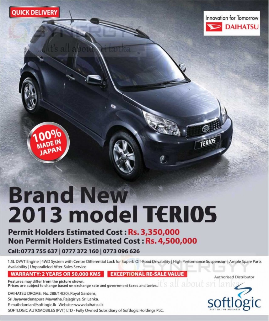 Daihatsu Terios SUV Price in Sri Lanka – Rs. 4.5 Million for Non permit