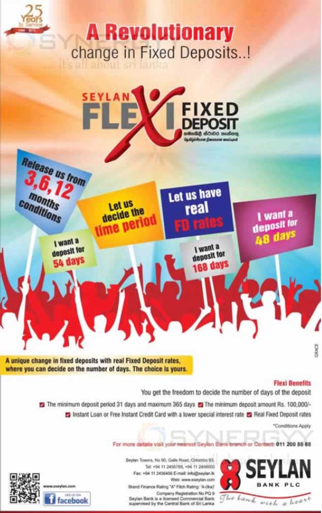 Seylan Bank Flexi Fixed Deposits New Way Of Deposits With Your Requested Period Synergyy 9765