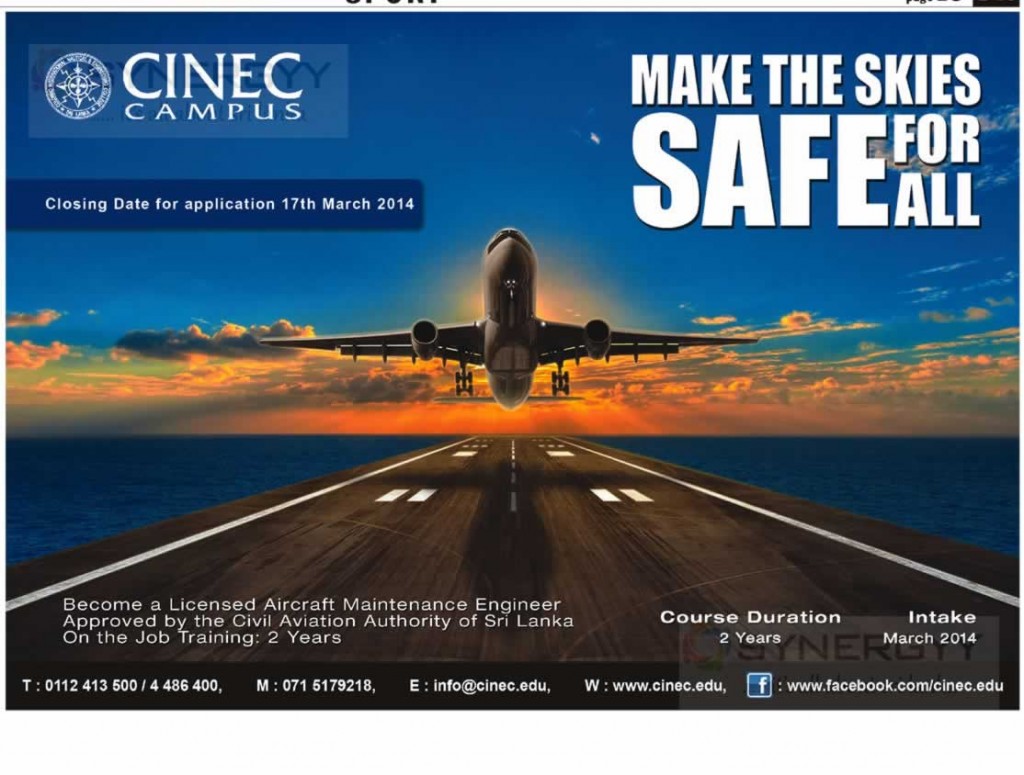 Licensed Aircraft Maintenance Engineer In Srilanka From CINEC Campus 