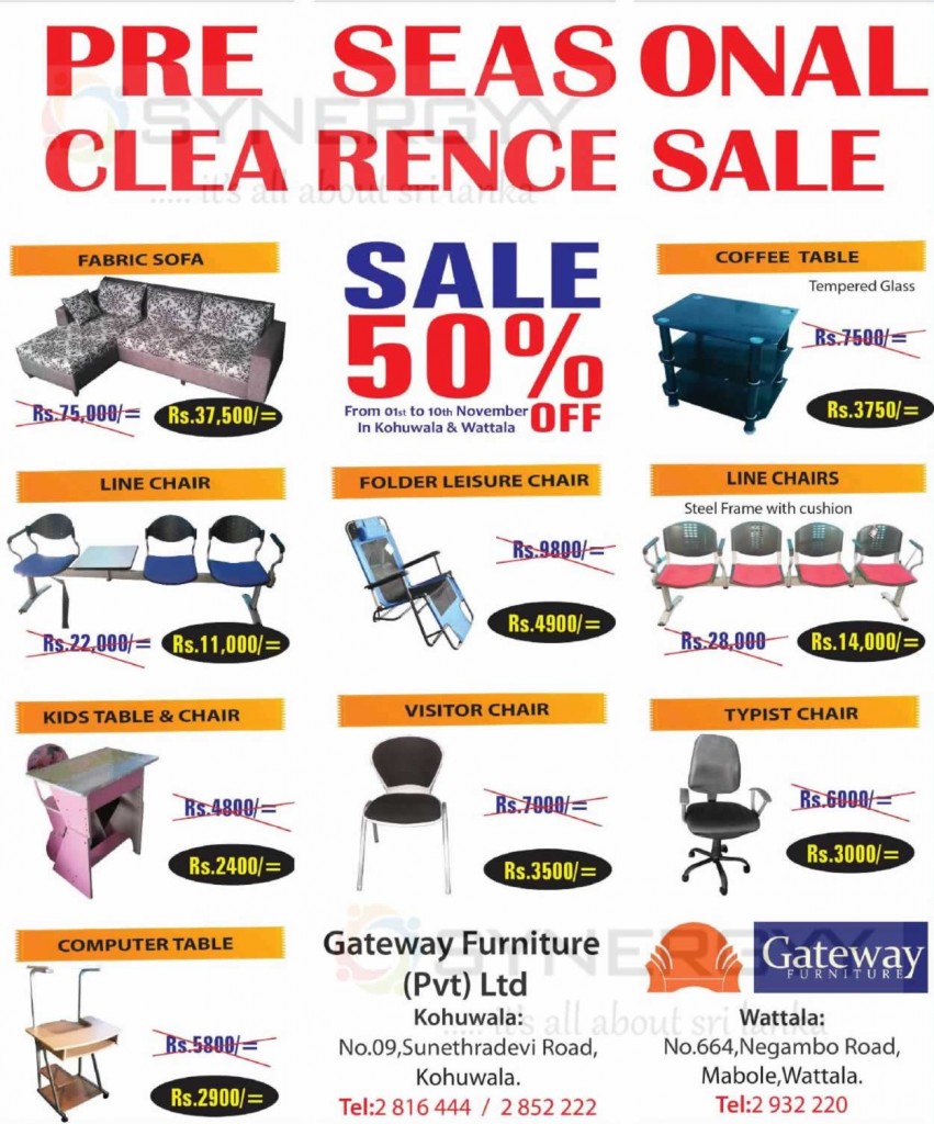 Gateway Furniture Pre Seasonal Clearance Sale Discounts upto 50