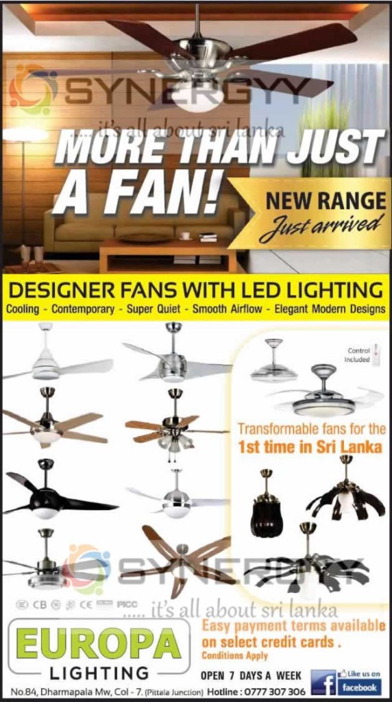 Designer Fans with Led Lighting now available in Sri Lanka