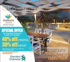 Upto 40% off on Makara Resort Kalpitiya for Standard Chartered Credit Card – till 30th April 2015