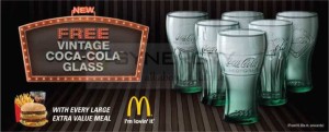 Free Coca Cola glass with extra value meal @ McDonalds – Offer valid till stock last