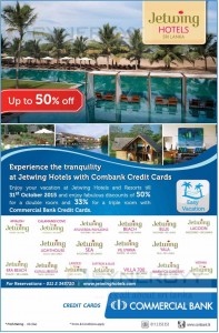 50% off at Jetwing Hotels for Commercial Bank Credit Cards – 31st October 2015