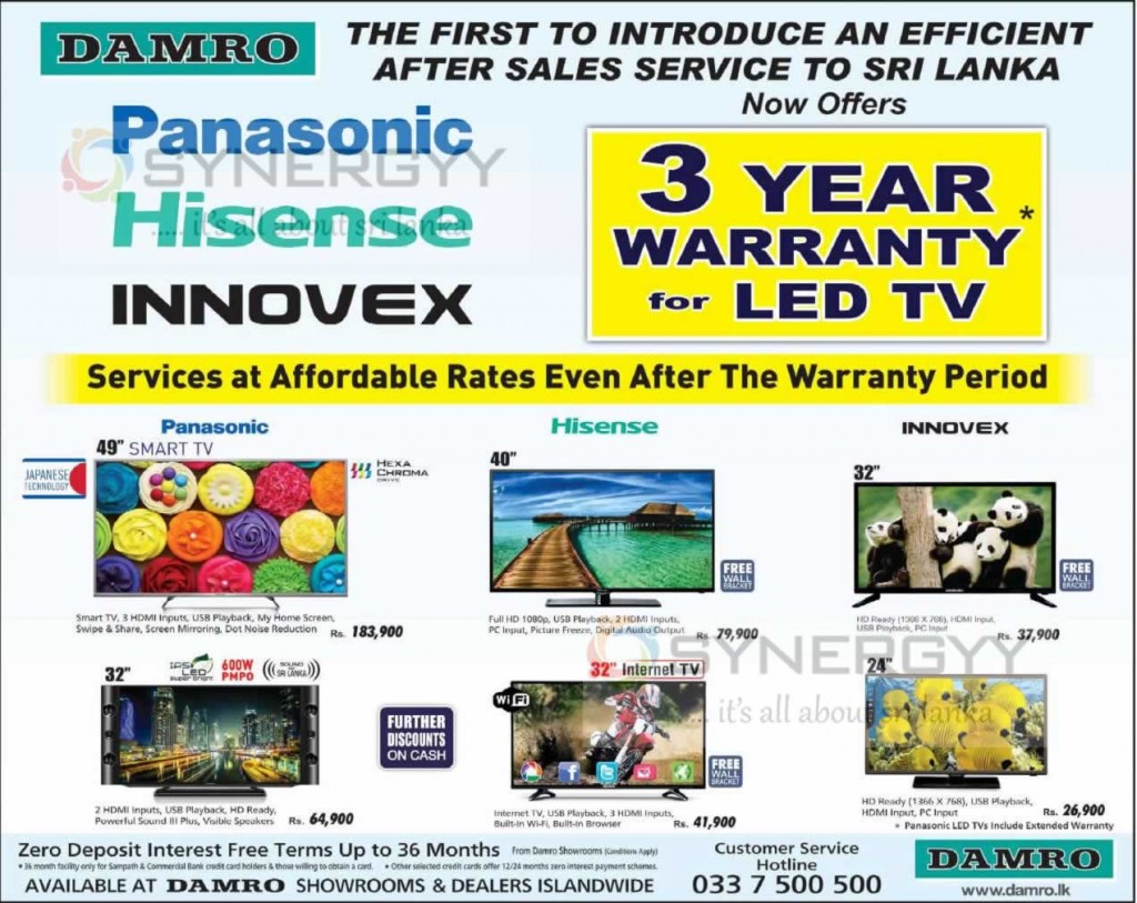 Panasonic, Hisense and Innovex LED Sale at Damro