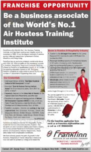 Be a business associate of the World’s No.l Air Hostess Training Institute
