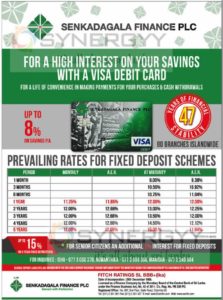 Highest Interest rate from Senkadagala Finance for Saving and Fixed deposits