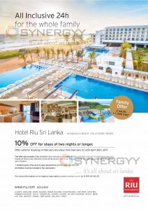 10% off the Booking made in Feb for Feb to April 2017 – RIU Hotel & Resort