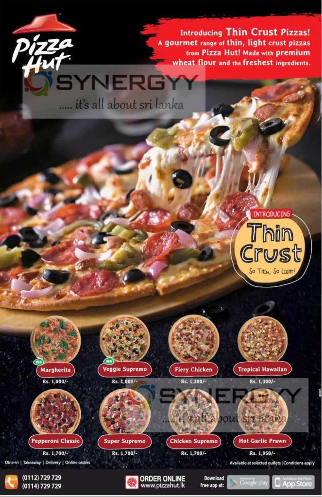 Pizza Hut Introduce - Thin Crust Pizzas in Sri Lanka