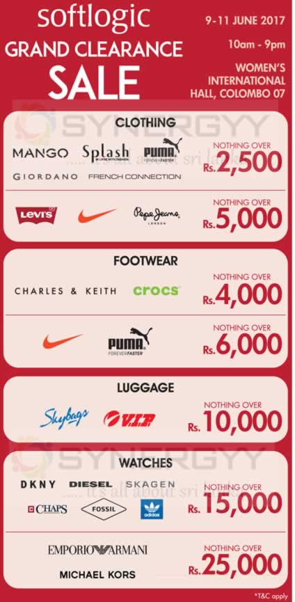 Softlogic Grand Clearance Sale – on 9th to 11th June 2017