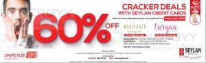Enjoy 60% off With Seylan Credit Card at Aitken Spence Hotels (Promo Code Attached)