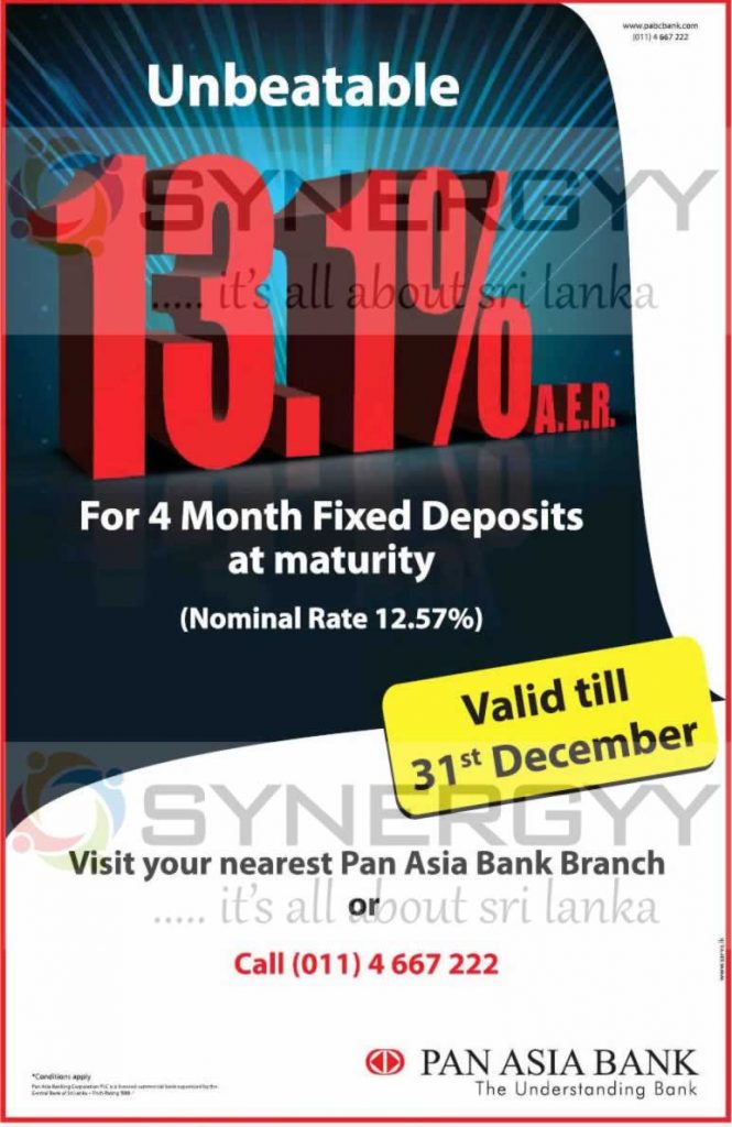 Highest Interest Rate For Fixed Deposit From Pan Asia Bank Synergyy 7957