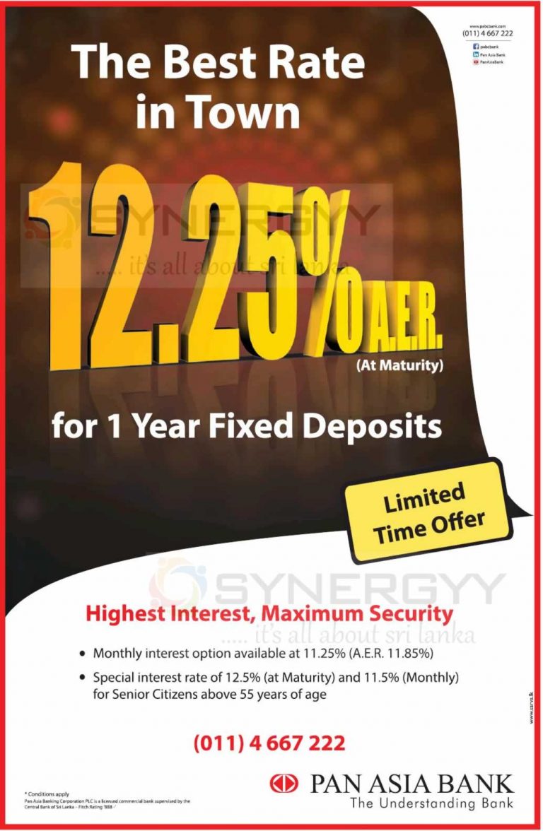 Highest Interest For 1 Year Fixed Deposits From Pan Asia Bank Synergyy 4128