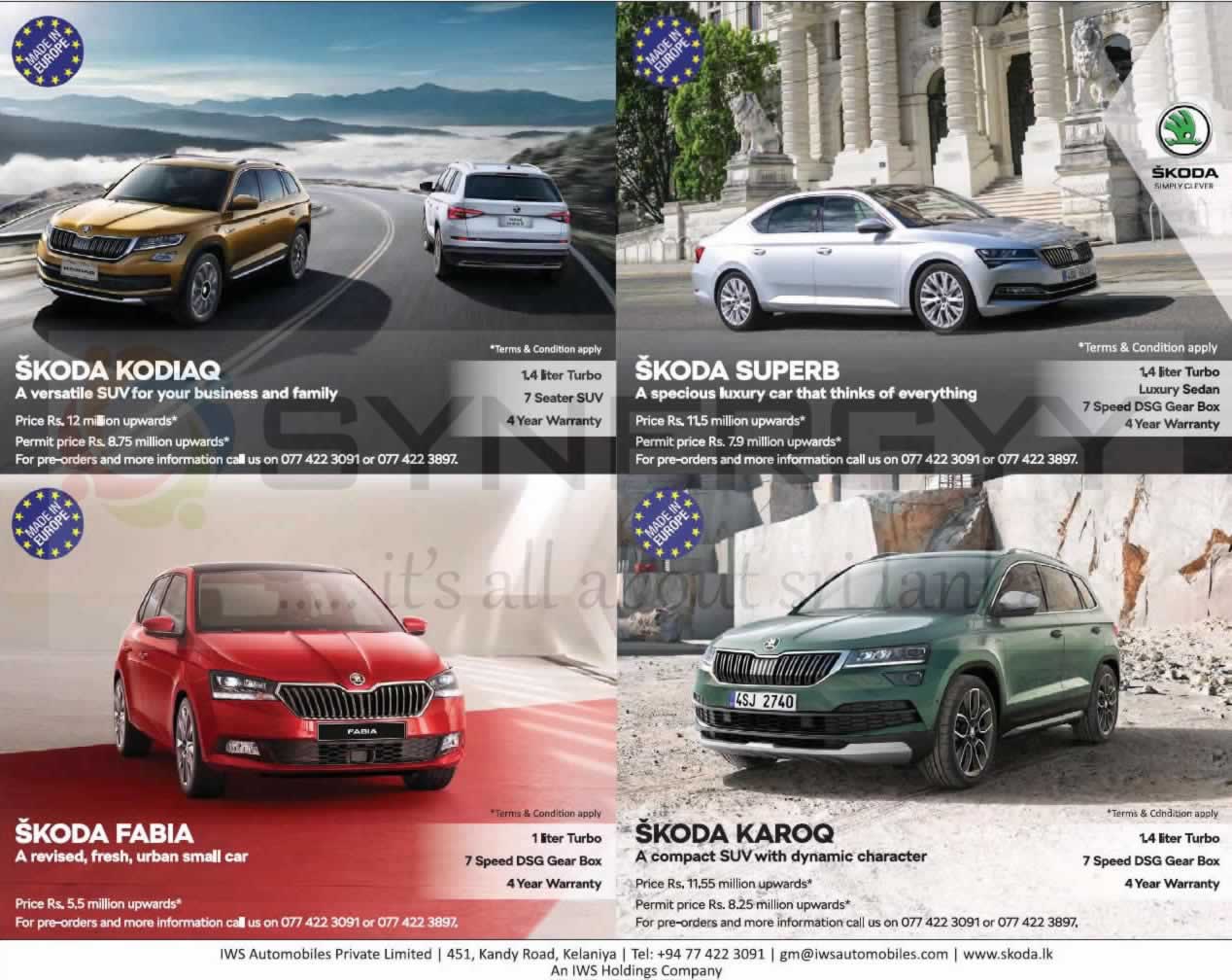 Brand New Skoda Cars & SUV Prices in Sri Lanka – SynergyY