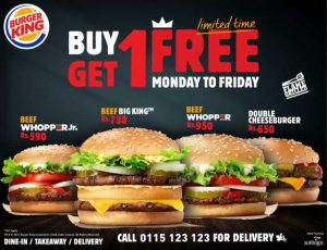 Burger King today Promotion - Buy 1 Get 1 Free