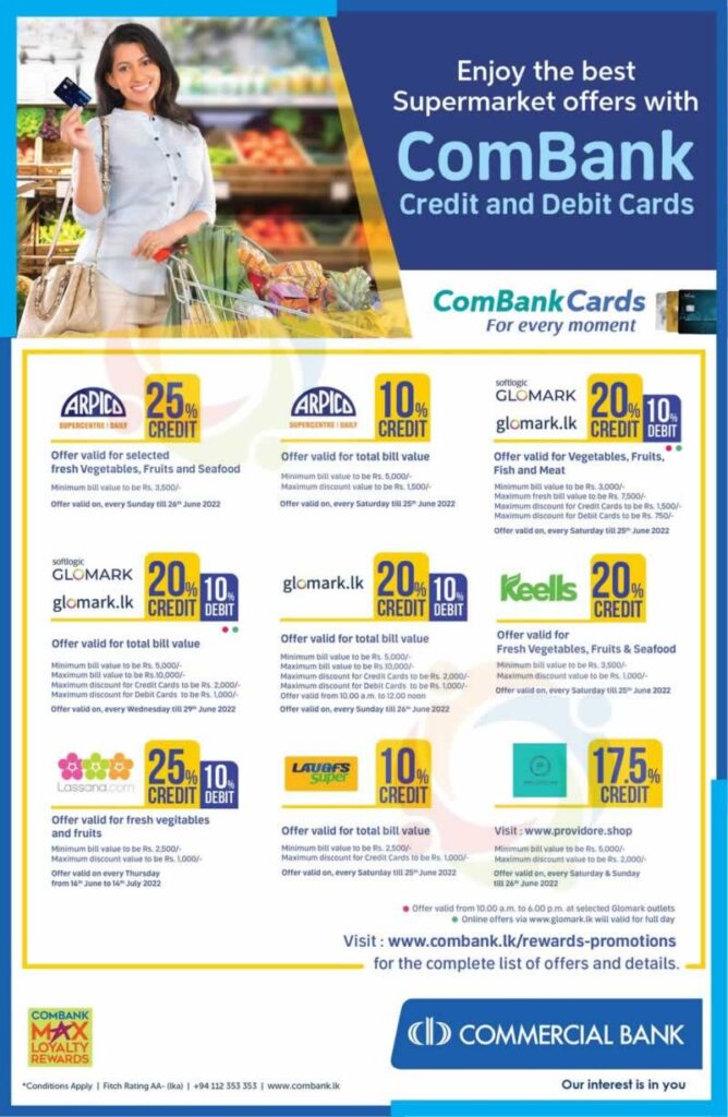 Discount Upto 25% from Supermarket for Commercial Bank Credit and Debit Cards