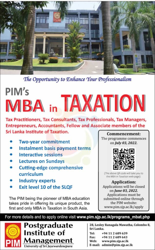 PIM’s MBA in Taxation – Application calls now