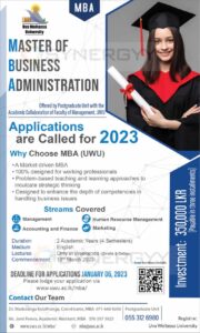 Uva Wellassa University MBA – Application calls now