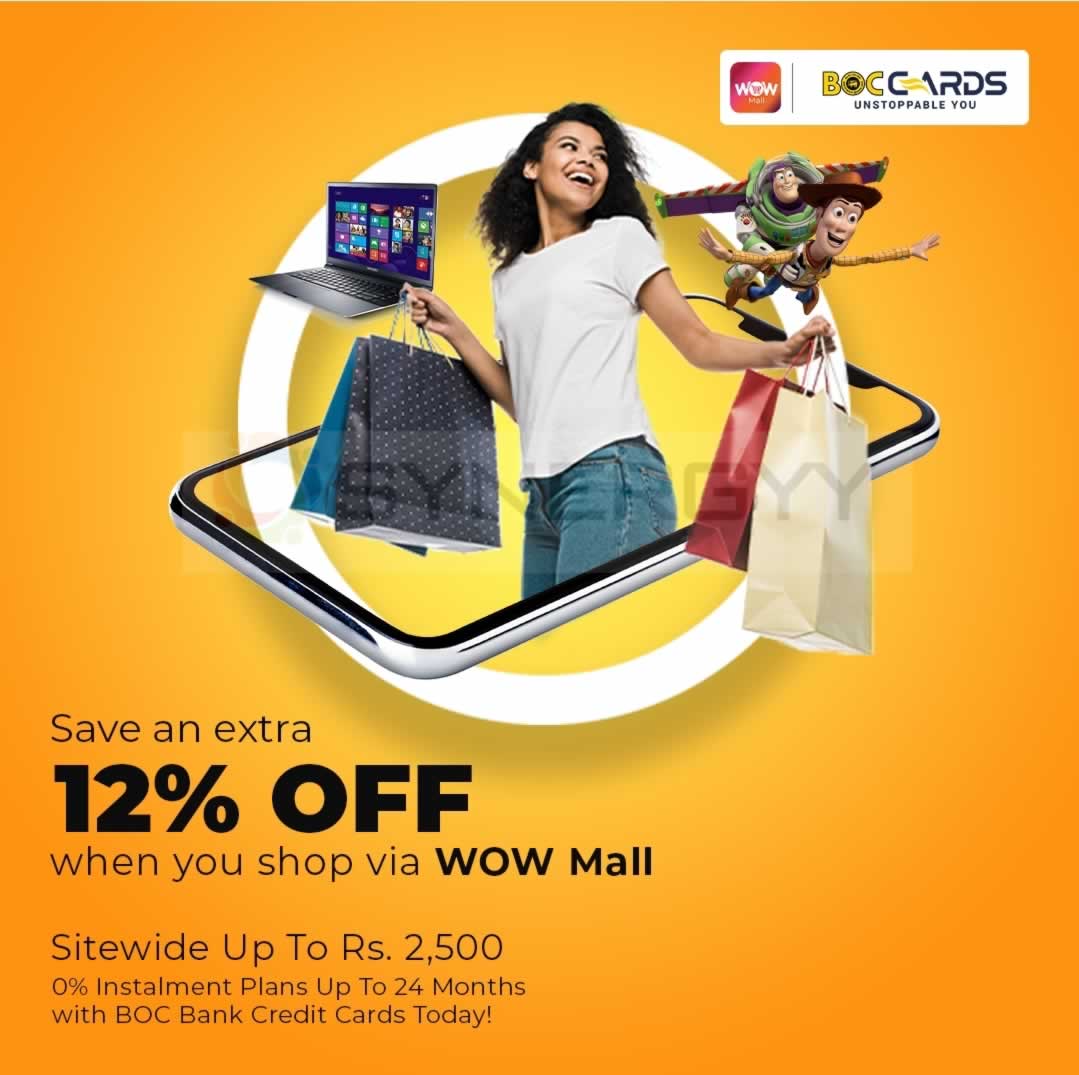 12% off at wow mall for BoC cards