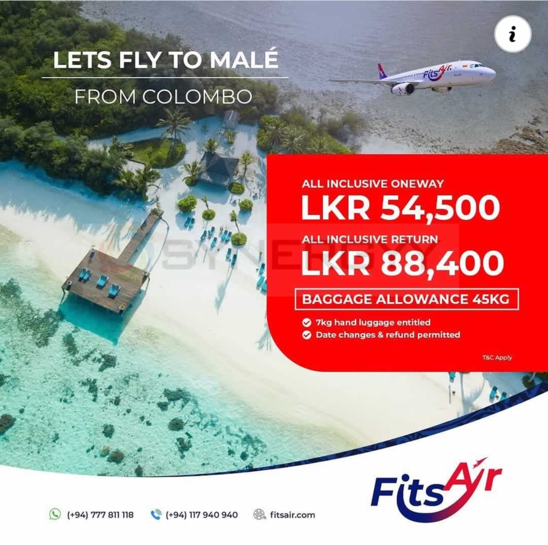 Fits Air fly to Male, Maldives for LKR 54,500 Onwards