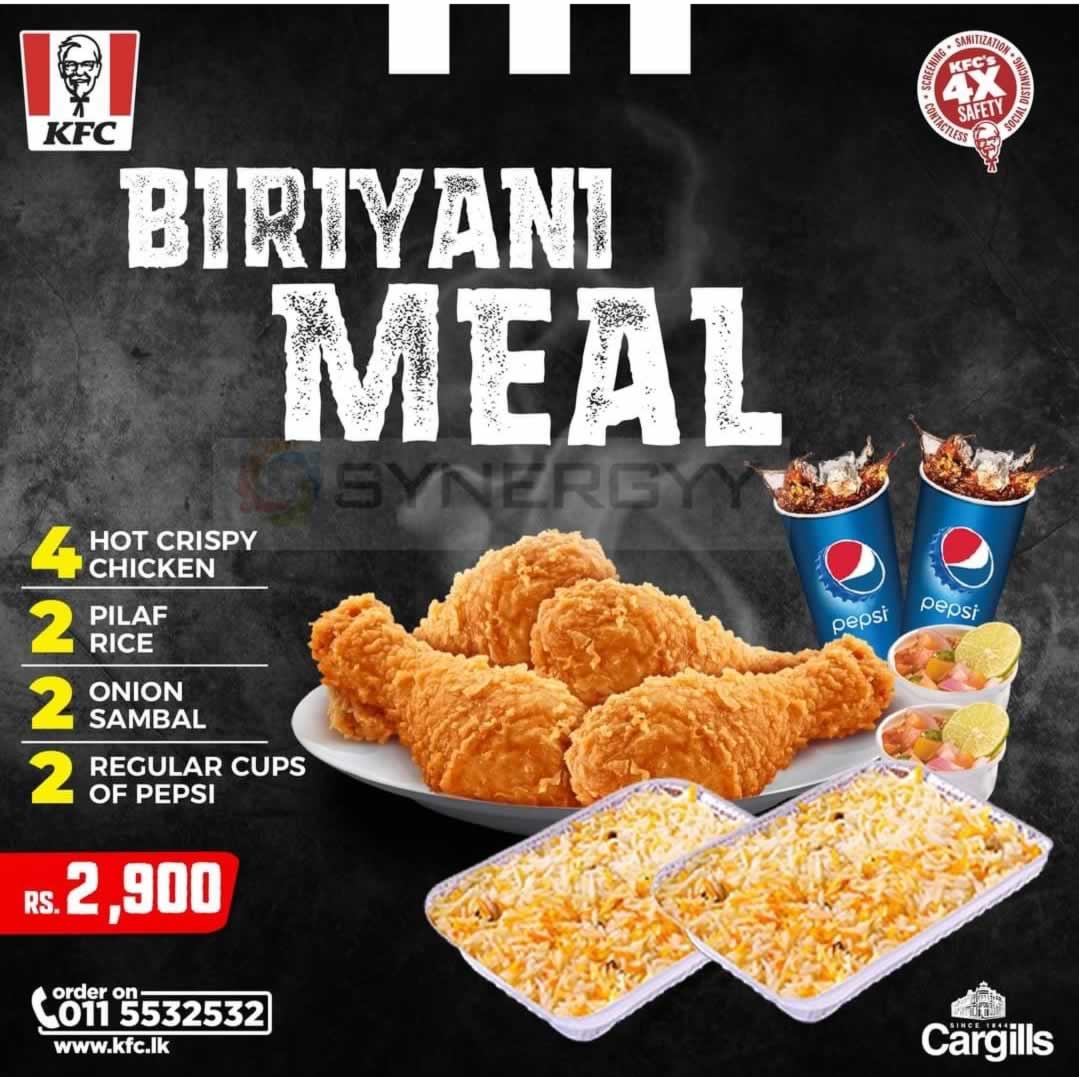 KFC Biriyani Meals for LKR 2900  – Suits for 2 Pax