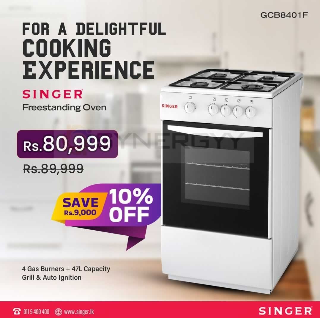 Singer Freestanding Gas Oven With 4 Gas Burners 47L for LKR. 80,999/-